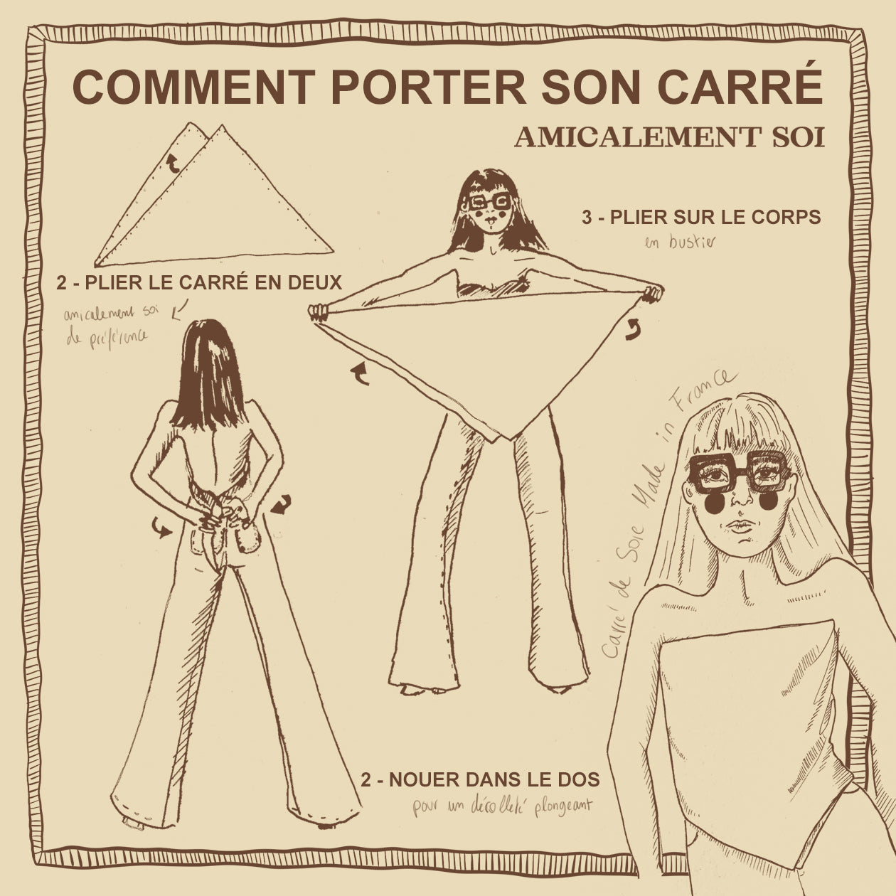 7 façons de porter votre carré de soie Amicalement Soi