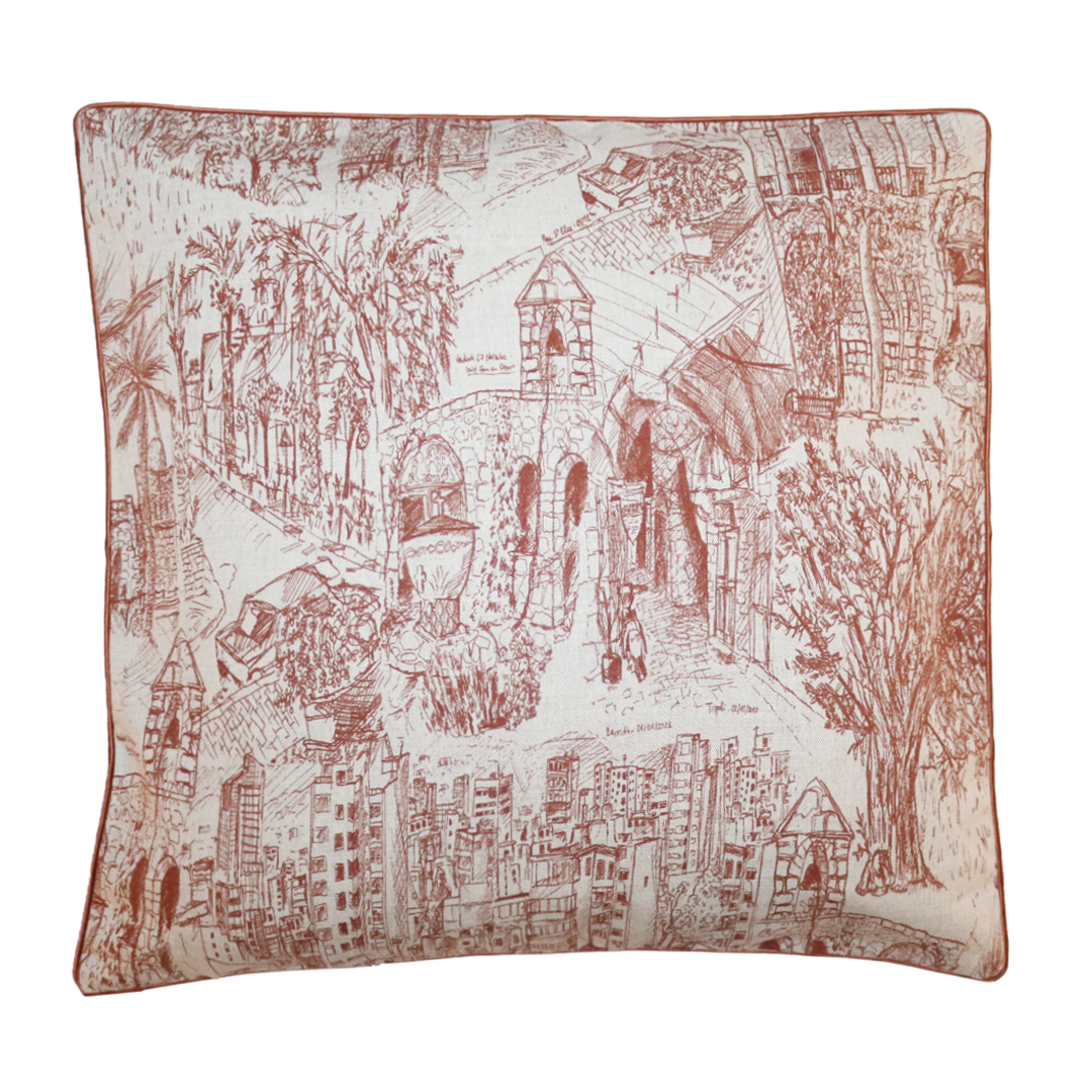 Coussin en lin PAYS DU LEVANT - Ocre