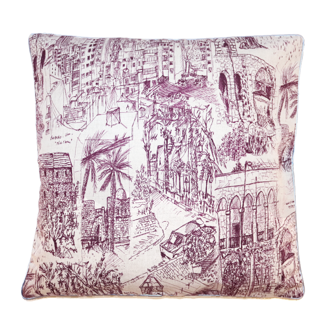 Coussin en lin PAYS DU LEVANT - Prune