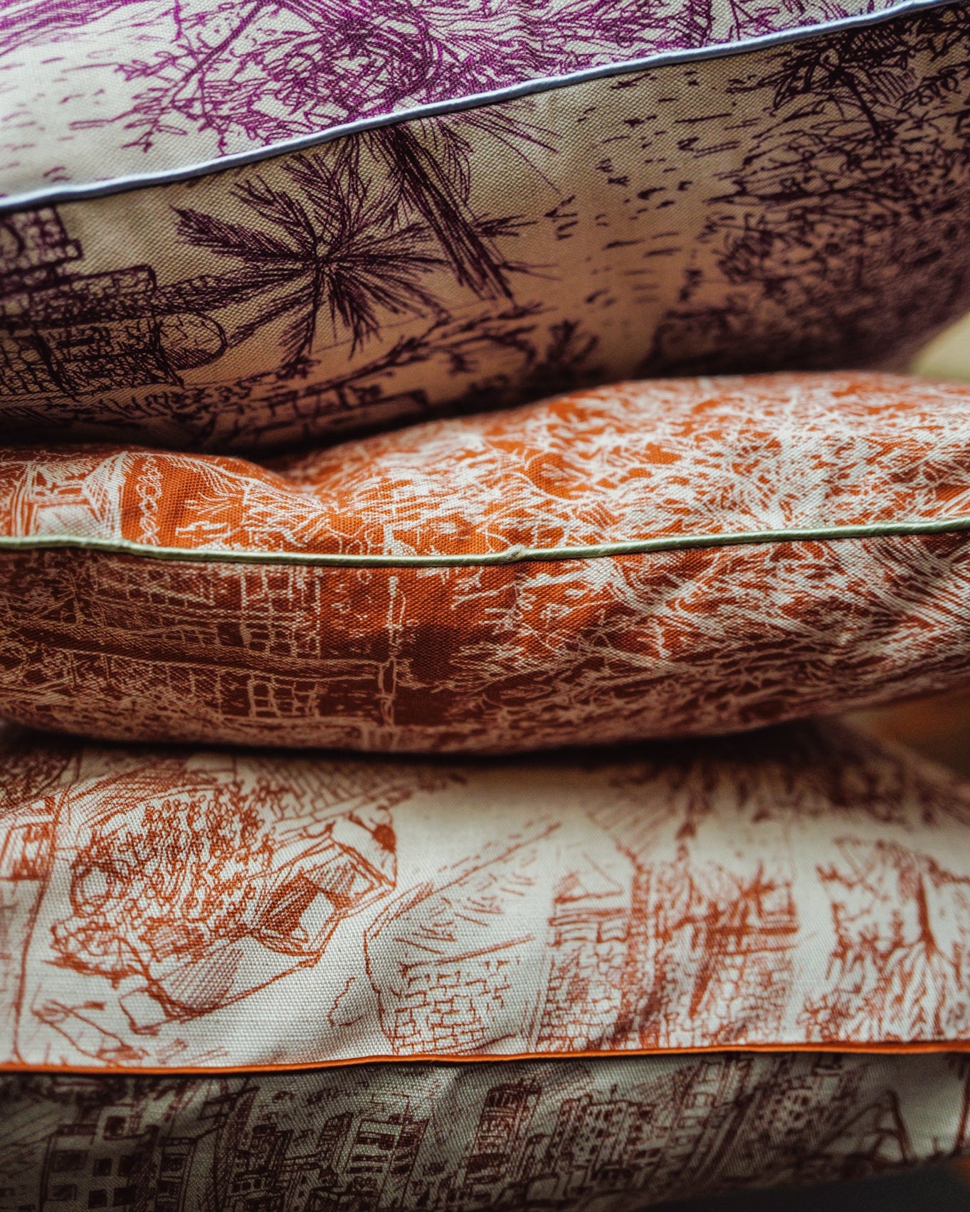 Coussin en lin PAYS DU LEVANT - Ocre Inversé