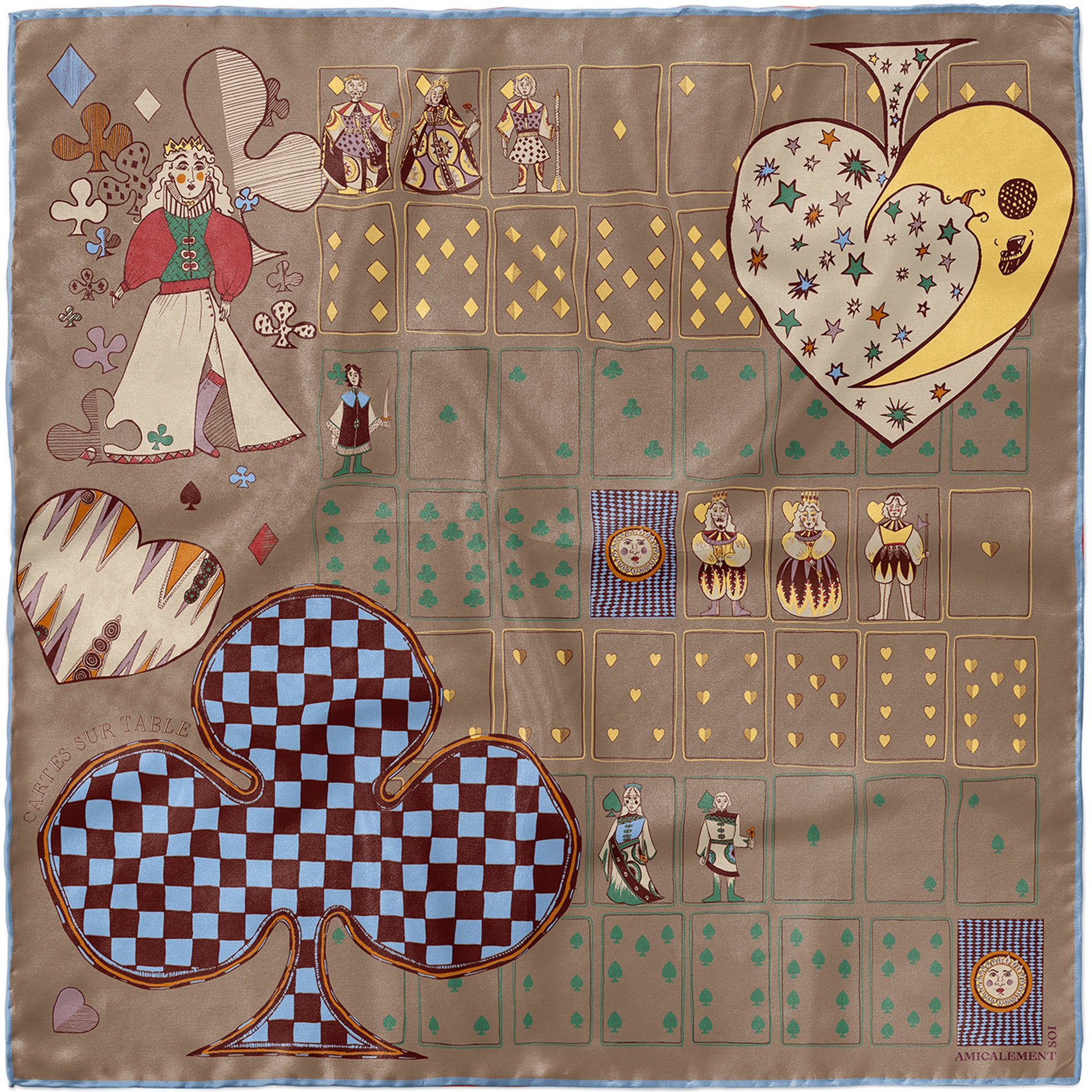Carré de soie CARTES SUR TABLE - Caramel Beurre Salé- EN PRE-COMMANDE