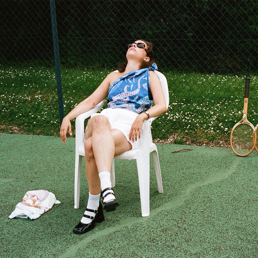 Carré de soie MER ANTIQUE - Bleu abysse