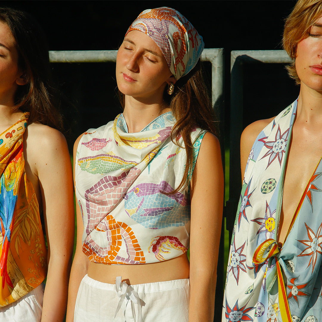 Carré de soie MER ANTIQUE - Pastel- EN PRE-COMMANDE fin septembre