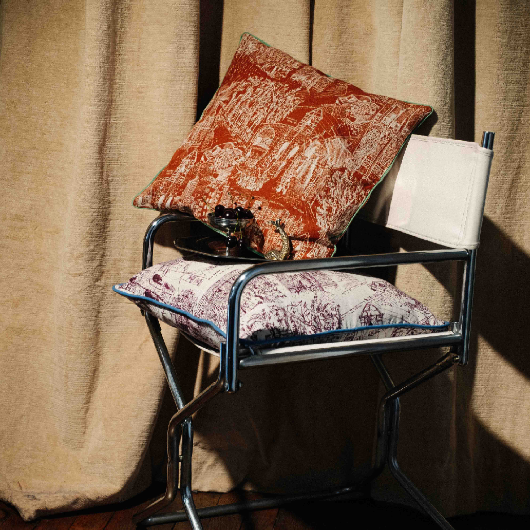 Coussin en lin PAYS DU LEVANT - Ocre Inversé