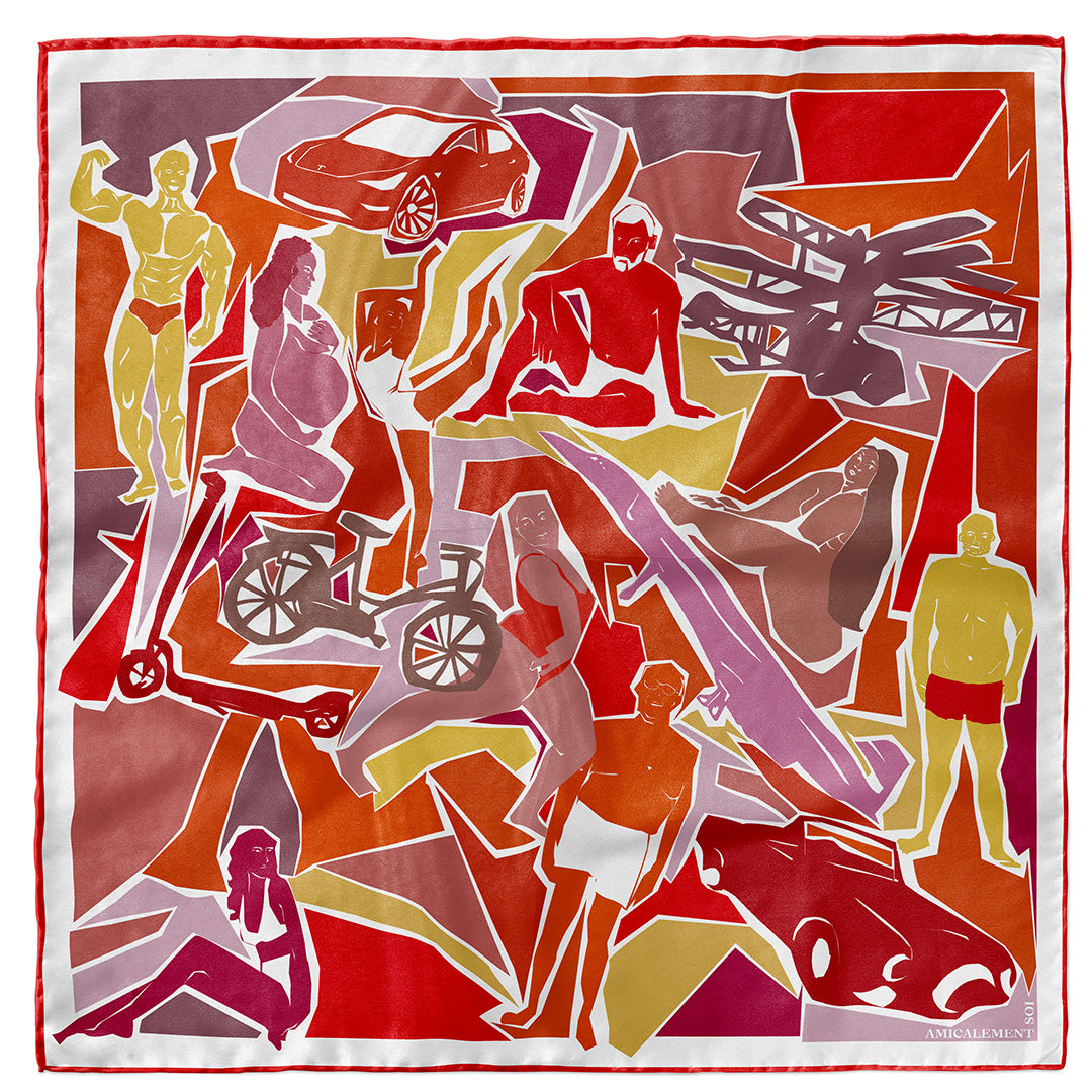 Carré de soie Futurismo - Rouge