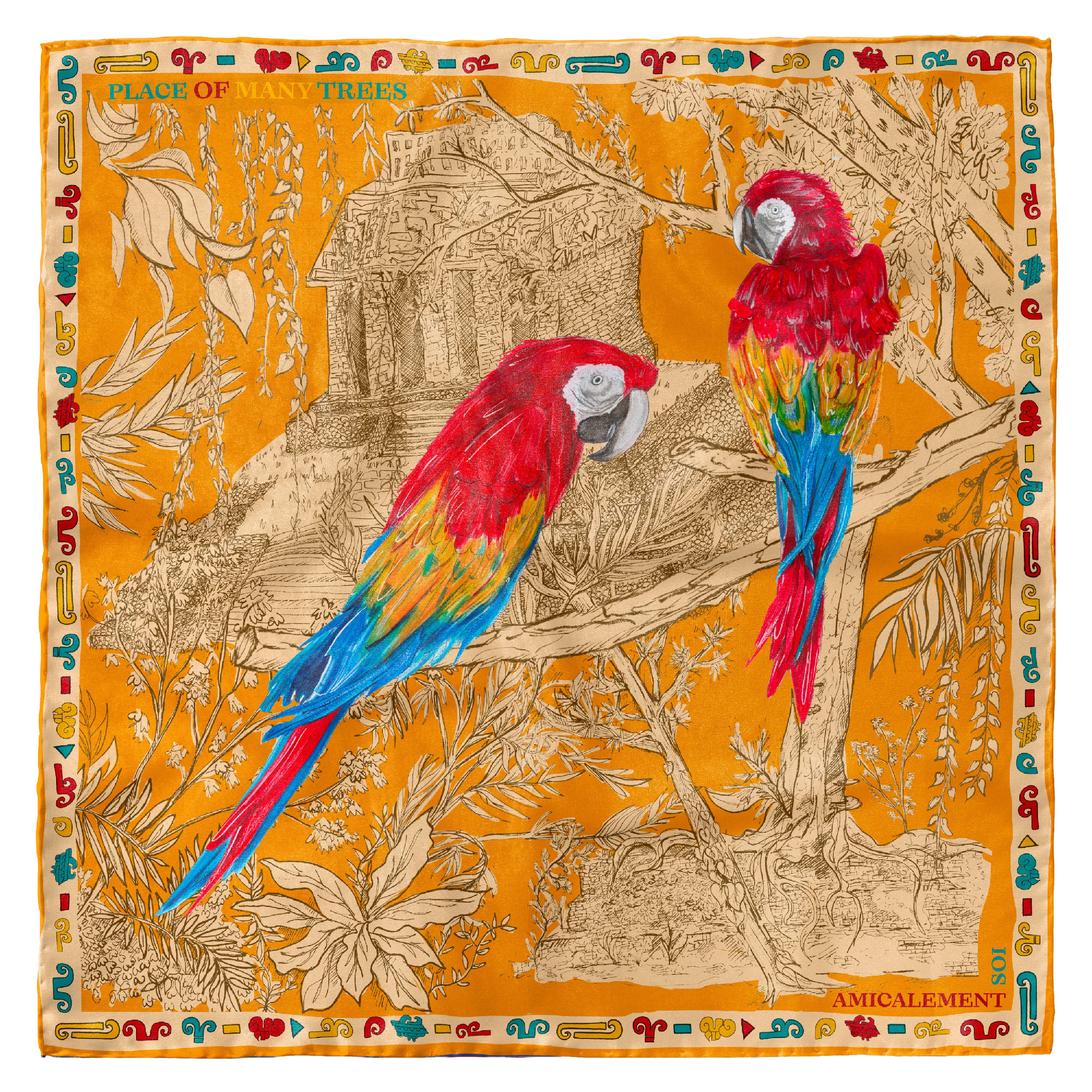 Carré de soie Place of many trees