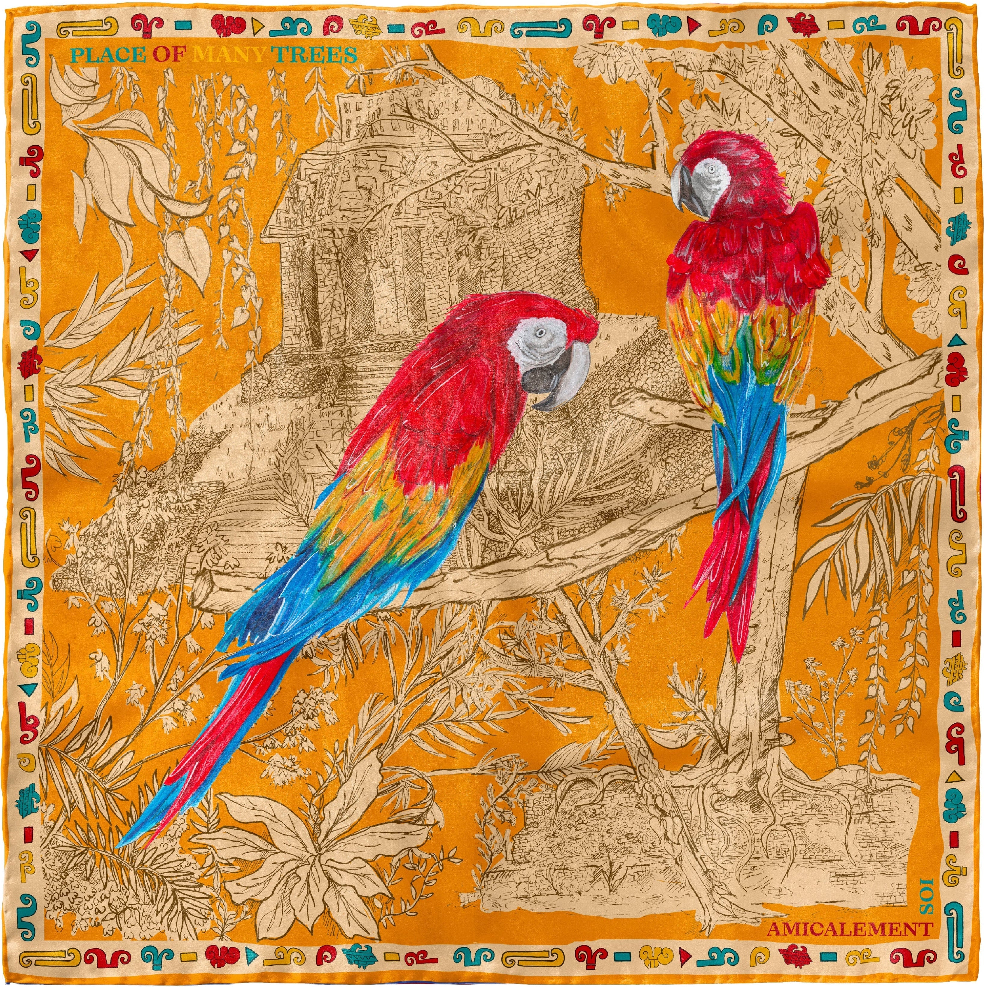 Carré de soie Place of many trees