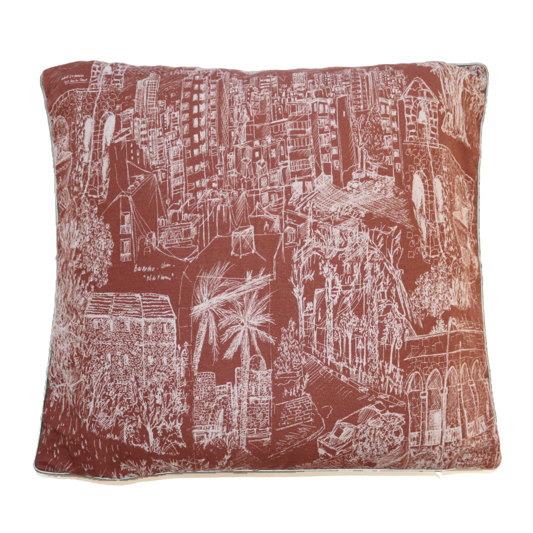 Coussin en lin PAYS DU LEVANT - Ocre Inversé