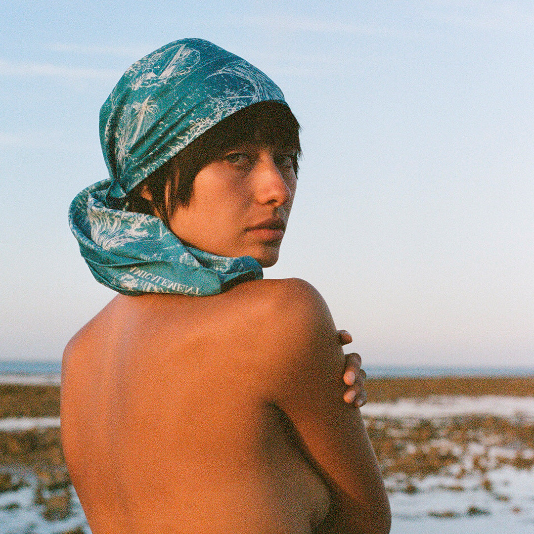 Carré de soie Pays du Levant - Bleu
