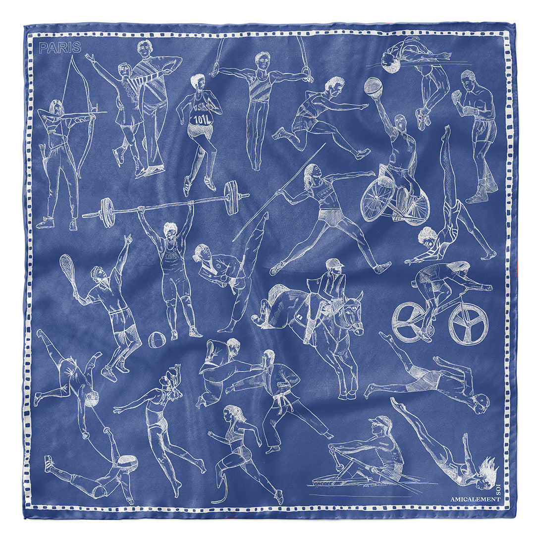 Carré de soie PARIS SPORTIF - Bleu vif